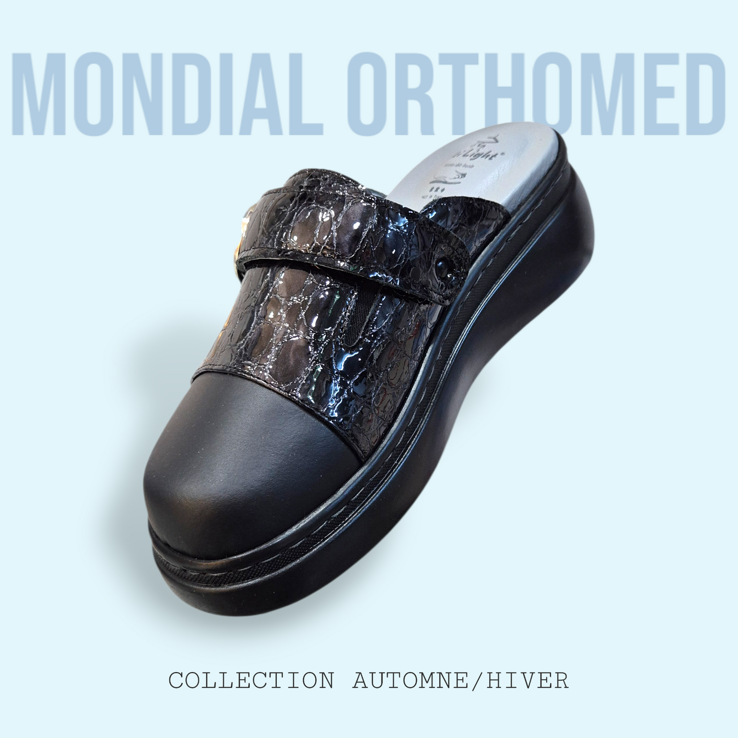 Claquette Femme Noir Croco STI AL06