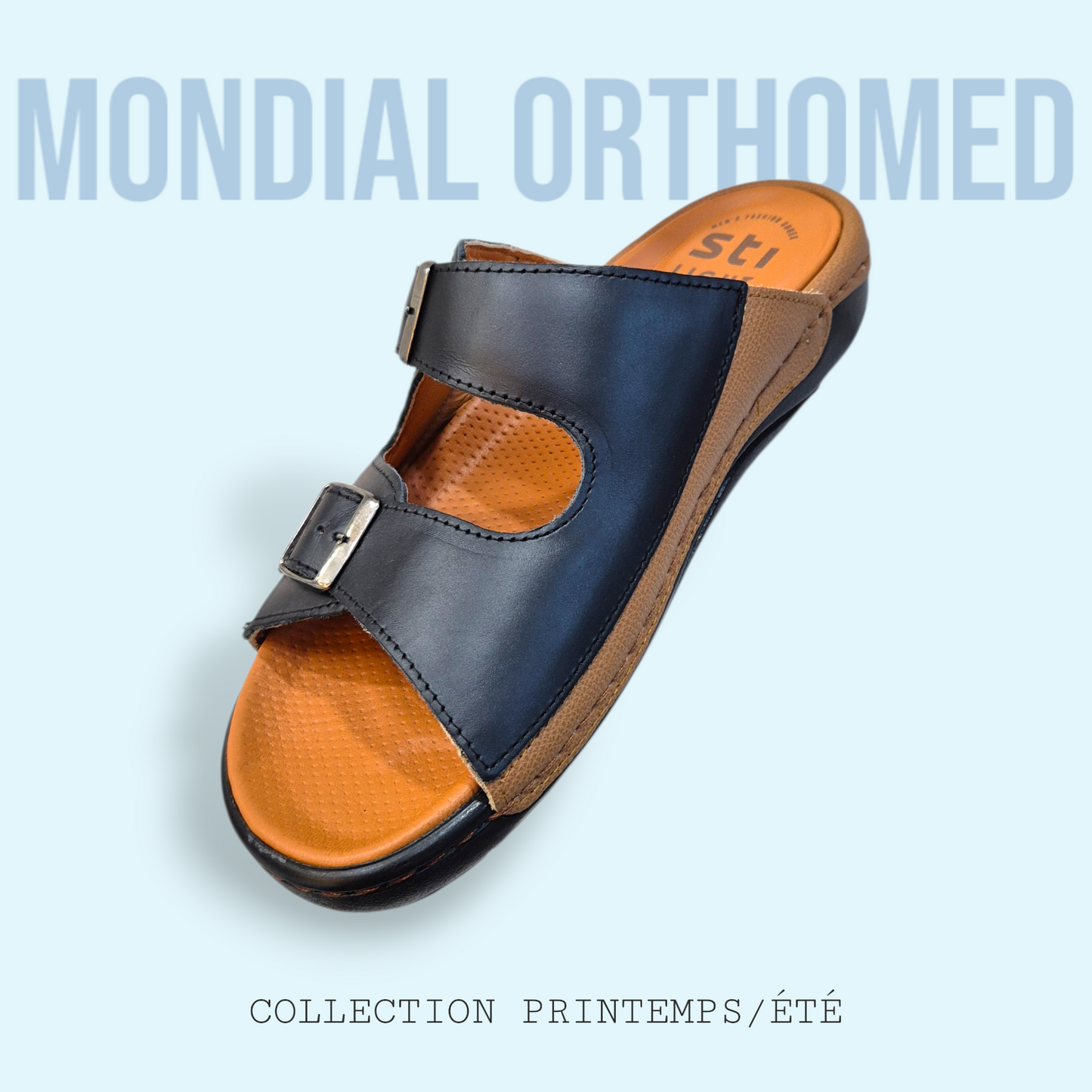 CLAQUETTE HOMME NOIR-CARAMEL STI ZS01