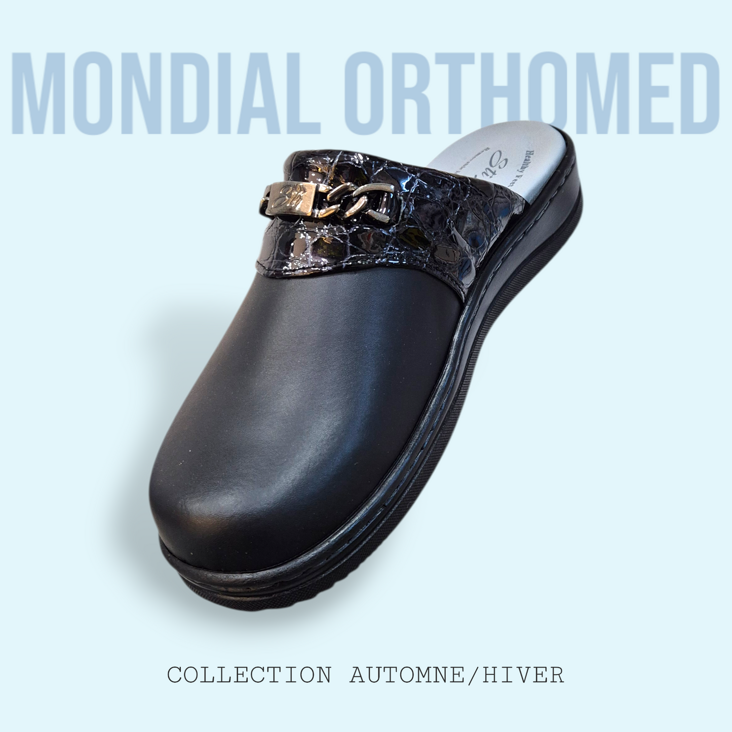 STI LIGHT AP019 SABOT NOIR CROCO FEMME