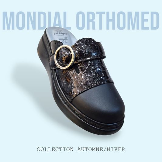 Claquette Femme Noir Croco STI AL06