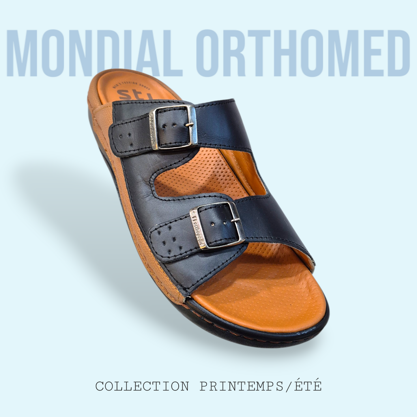 CLAQUETTE HOMME NOIR-CARAMEL STI ZS01
