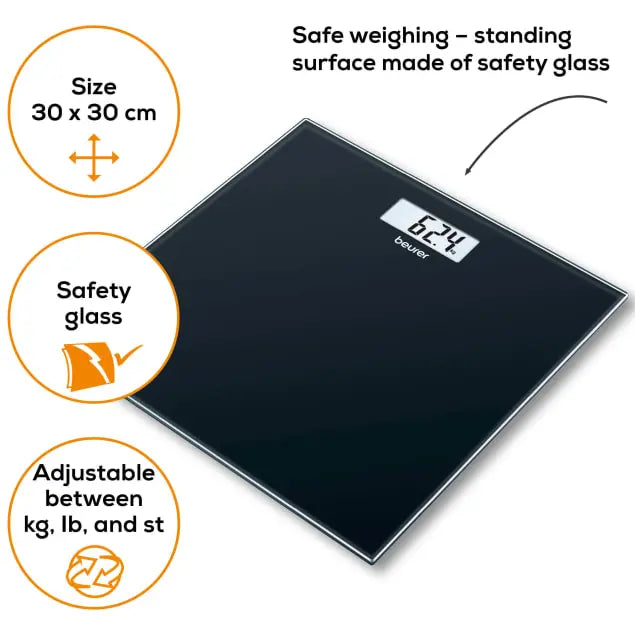 Pèse-personne en verre GS10 Black