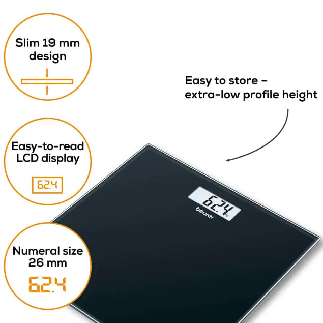 Pèse-personne en verre GS10 Black