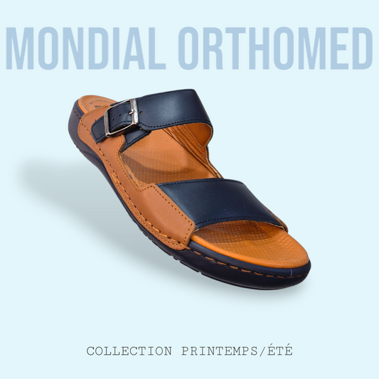 CLAQUETTE HOMME BLEU-CARAMEL STI ZS03